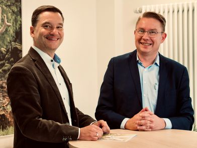 Bürgermeister Michael Ruf und MdB Klaus Mack im Gartenschau-Büro,26.06.2024 Bürgermeister Michael Ruf und MdB Klaus Mack im Gartenschau-Büro,26.06.2024